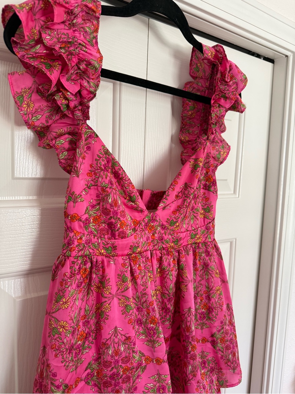 Karlie Pink Floral Ruffle Strap Tiered Maxi Dress Romantic Coquette - Picture 5 of 12